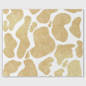金ゴールドシンプル白大型牛斑動物パターン ラッピングペーパー (フラット)