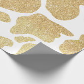 金ゴールドシンプル白大型牛斑動物パターン ラッピングペーパー (角)