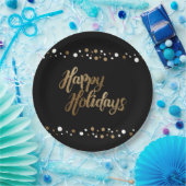 金ゴールドシンプル白黒紙吹雪ホリデーパーティー ペーパープレート (パーティー)