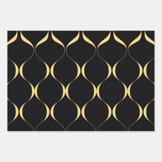 金ゴールドシンプル、モダン豪華な波形 ラッピングペーパーシート (正面)