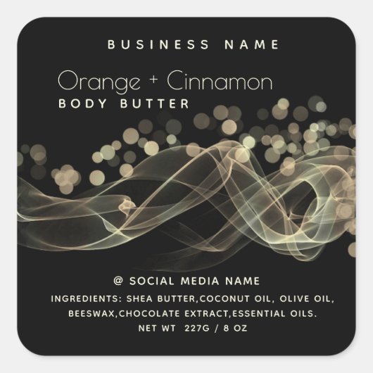 金ゴールドシンプル《写真》ぼけ味モダンタイポグラフィ スクエアシール (正面)