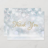 金ゴールドシンプルFirst Snowflakes Business Thank You サンキューカード (正面/裏面)