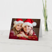 金ゴールドシンラインメリークリスマスファミリーフォト 箔シーズンカード (正面)