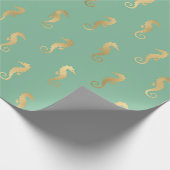 金ゴールドシーウズオンターコイズ/アクアマリン ラッピングペーパー (角)