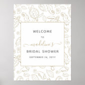 金ゴールドシーエレガント海ブライダルシャワーへようこそ ポスター (正面)