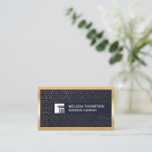 金ゴールドシークインパターン |メタリック金ゴールド縁ど 名刺 (スタンド正面)