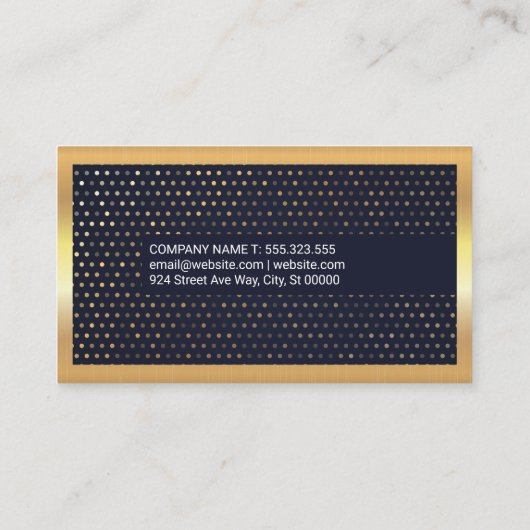 金ゴールドシークインパターン |メタリック金ゴールド縁ど 名刺 (裏面)