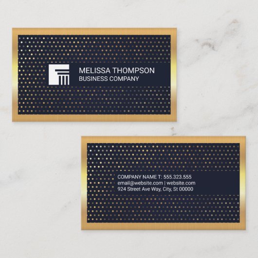 金ゴールドシークインパターン |メタリック金ゴールド縁ど 名刺 (正面/裏面)