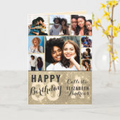 金ゴールドシークインフォトコラージュハッピーバースデーカード カード (黄色い花)