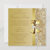 金ゴールドシークイン、クリスマスパーティープリント弓ダイヤモンド 招待状 (裏面)
