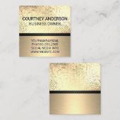 金ゴールドシークイン |タイルメッシュ |メタリック金ゴールド スクエア名刺 (正面/裏面)