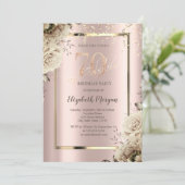 金ゴールドシークイン、花バラ金ゴールド70誕生日 招待状 (スタンド正面)