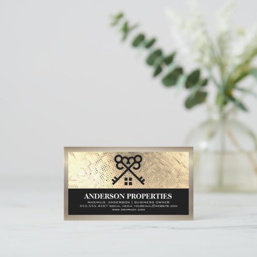 金ゴールドシークイン | 鍵とホームロゴ | 実在地 名刺 (スタンド正面)