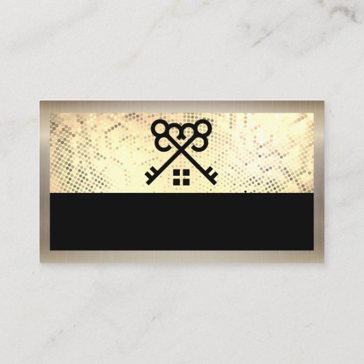 金ゴールドシークイン | 鍵とホームロゴ | 実在地 名刺 (裏面)