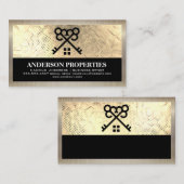 金ゴールドシークイン | 鍵とホームロゴ | 実在地 名刺 (正面/裏面)