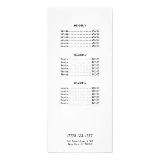 金ゴールドシークムヘアスタイリストサロン価格表メニュー ラックカード (裏面)