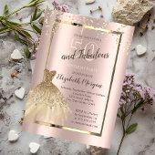 金ゴールドシークンズグリッタードレス50th誕生日 招待状