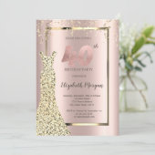 金ゴールドシークンズドレスバラ金ゴールド40th誕生日 招待状 (スタンド正面)