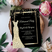 金ゴールドシークンズドレスブラックリタイアメントパーティー 招待状