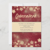 金ゴールドシークンズドレスムーンスターズQuinceaenera red 招待状 (裏面)