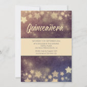 金ゴールドシークンズドレスムーンスターズQuinceanera 招待状 (裏面)