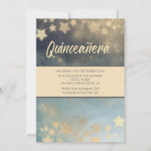 金ゴールドシークンズドレスムーンスターズQuinceanera 招待状 (裏面)