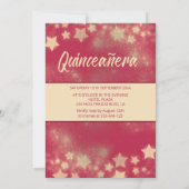 金ゴールドシークンズドレスムーンスターズQuinceanera 招待状 (裏面)