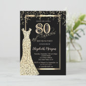 金ゴールドシークンズドレス80誕生日 招待状 (スタンド正面)