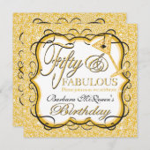 金ゴールドシーケンス50バースデーパーティ招待状 招待状 (正面/裏面)