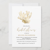 金ゴールドシーサンゴ白黒ビーチブライダルシャワー 招待状 (正面)