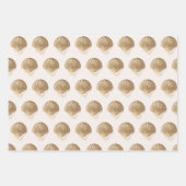 金ゴールドシーシェルズパール誕生日ブライダルシャワーギフト ラッピングペーパーシート (正面2)