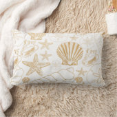 金ゴールドシーシェルビーチ主題デコール ランバークッション (ブランケット)