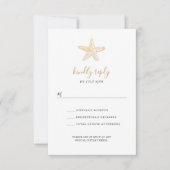 金ゴールドシーシェル結婚式ビュッフェ用の出欠 出欠カード (正面)