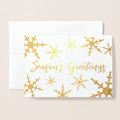 金ゴールドシーズンのグリーティングスクリプトの雪片 箔カード (封筒付き正面)