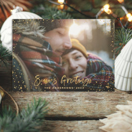 金ゴールドシーズンのグリーティングスター1 photo holiday card シーズンカード