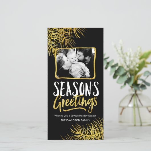 金ゴールドシーズンのグリーティングフォトカード シーズンカード (スタンド正面)