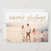 金ゴールドシーズンの挨拶グリッタールックフォトカード シーズンカード (正面)