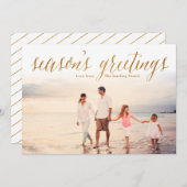 金ゴールドシーズンの挨拶グリッタールックフォトカード シーズンカード (正面/裏面)