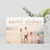 金ゴールドシーズンの挨拶グリッタールックフォトカード シーズンカード (スタンド正面)