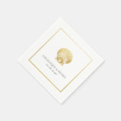 金ゴールドシーセル名前をカスタムするビーチ結婚式 スタンダードカクテルナプキン (角)