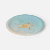 金ゴールドシータートルトロピカル葉ズ ペーパープレート (アングル)