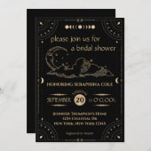 金ゴールドシーナルスターズ&ムーンブライダルシャワー 招待状 (正面/裏面)