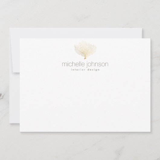 金ゴールドシーフェイクファンコーラルフラットノテカード ノートカード (正面)