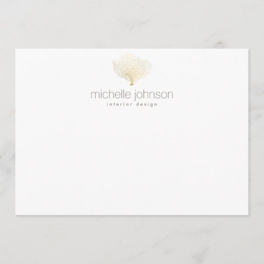 金ゴールドシーフェイクファンコーラルフラットノテカード ノートカード (正面)