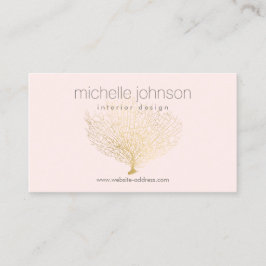 金ゴールドシーフェイクファンサンゴインテリアデザイナーピンク 名刺