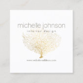金ゴールドシーフェイクファンサンゴインテリアデザイナー スクエア名刺 (正面)