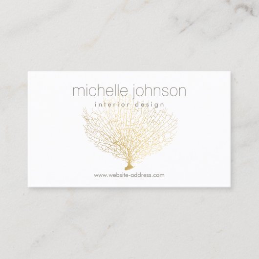 金ゴールドシーフェイクファンサンゴインテリアデザイナー 名刺 (正面)