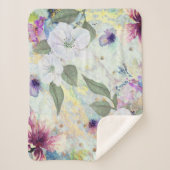 金ゴールドシーホムグリーンヴィンテージフローラ水彩色シック シェルパブランケット (正面)