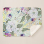 金ゴールドシーホムグリーンヴィンテージフローラ水彩色シック シェルパブランケット (正面(横))