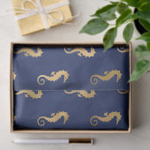 金ゴールドシーホースのダークブルー/パープルのデクページ 薄葉紙 (ギフト)